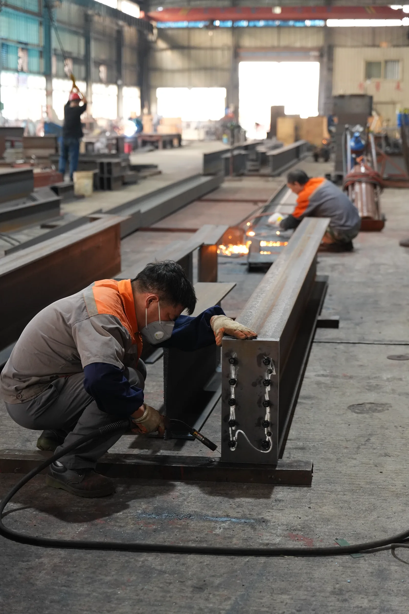 Roll forming machine base frame during fabrication in our Xiamen production base