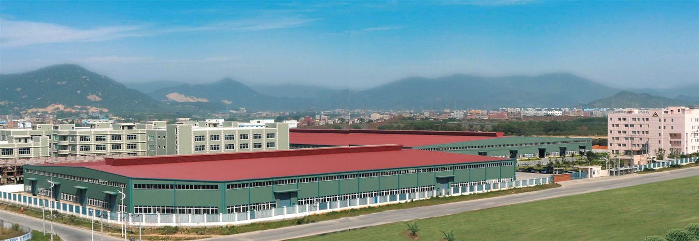 Xiamen manufacturing base with red-roof production buildings
