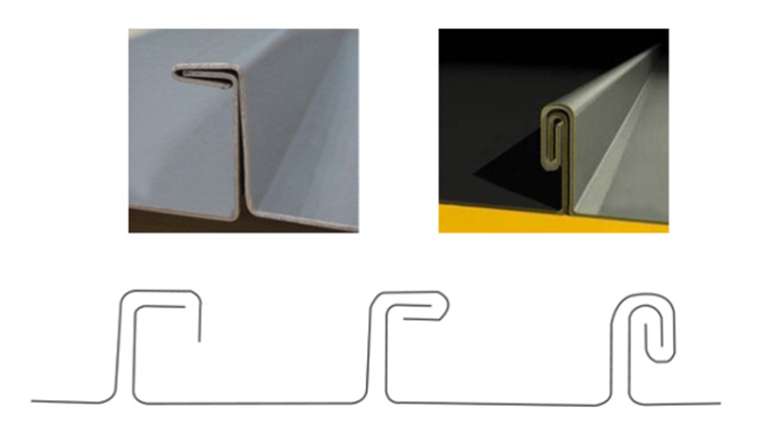 Catalogue examples of standing-seam panel edge folds and interlocked joints